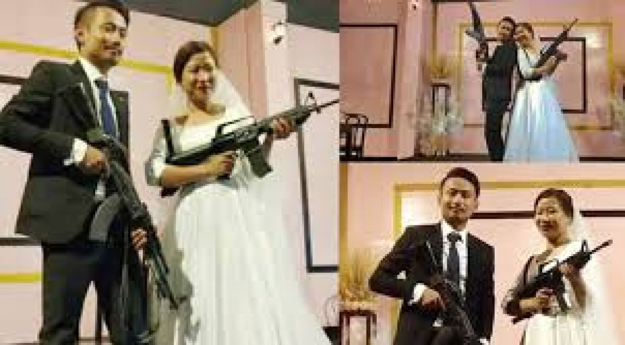 Rebel leader's son, bride flaunt automatic rifles at wedding reception, case filed