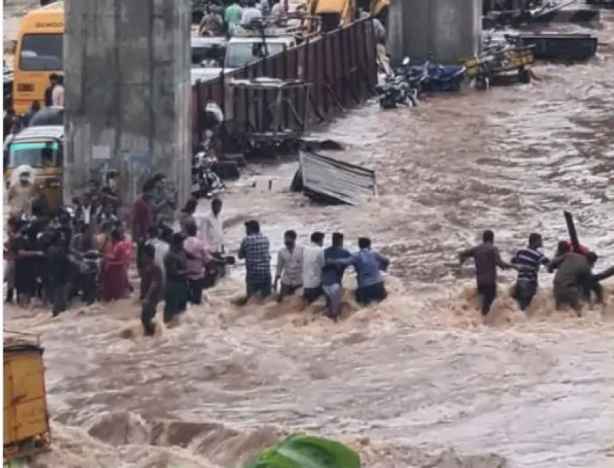 Tirupati flooded after torrential rains, leaving pilgrims stranded