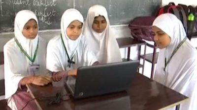 Muslim girls learning computer, Hindu children studying Urdu in this madrasa of Lucknow