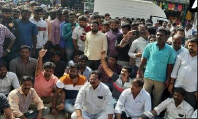 Hyderabad: People sitting to protest for justice for deceased doctor