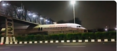 Air India plane gets stuck under foot over bridge in Delhi, video goes viral