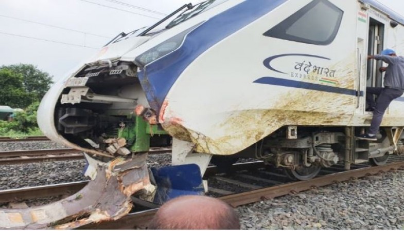 Vande Bharat Express derails in Gujarat, front portion of train's engine damaged