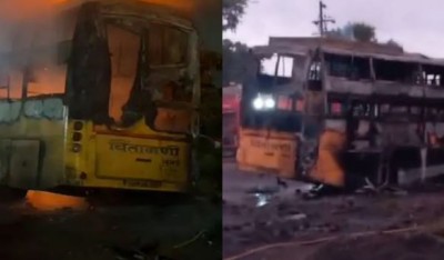 Bus catches fire in Nashik, 11 people burnt alive