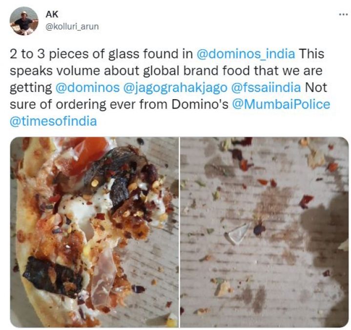 Man ordered pizza online, found pieces of glass from inside and then...