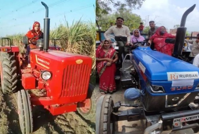 Women of THIS village handled steering of tractor along with household chores