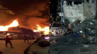 गोदाम में लगी खतरनाक आग, जलकर ख़ाक हुए 14 वाहन