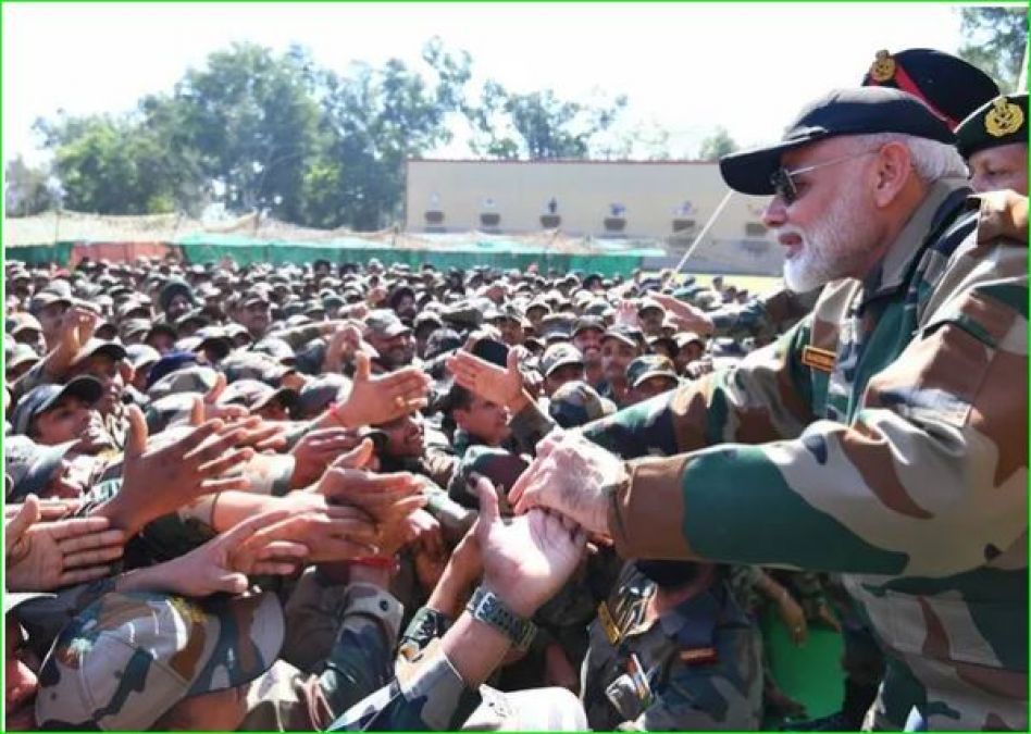 PM Modi celebrates Diwali with soldiers near LoC in Jammu and Kashmir