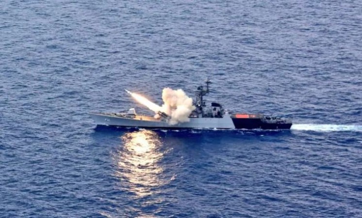 Anti-Ship missile fired by INS Kora hits target with precise accuracy in Bay of Bengal