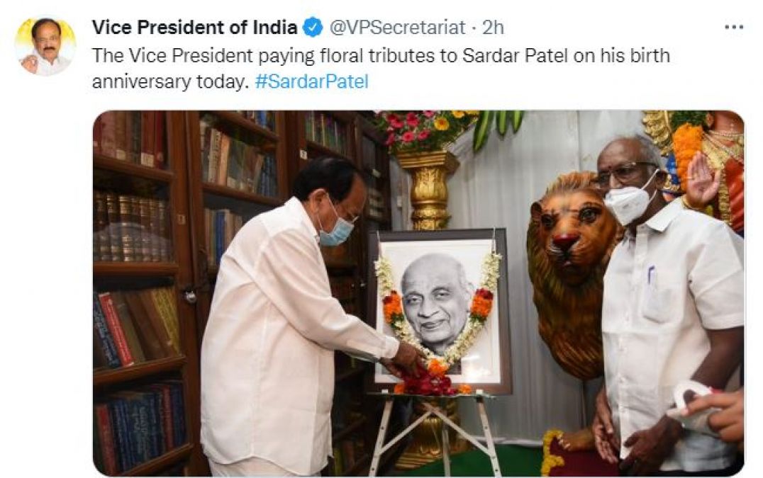 Vice President M Venkaiah Naidu pays tribute to Sardar Vallabhbhai Patel