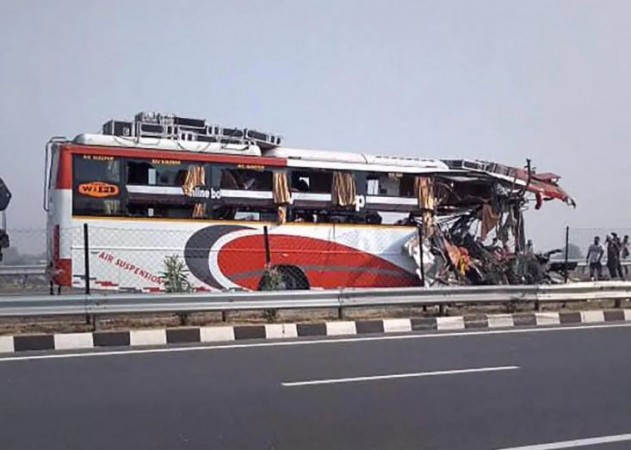 Kannauj: High speed bus overturned after hitting 5 people, 26 injured
