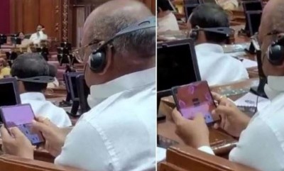 विधानसभा में मोबाइल पर 'तीन पत्ती' खेलते दिखे भाजपा विधायक.., वायरल हुआ Video