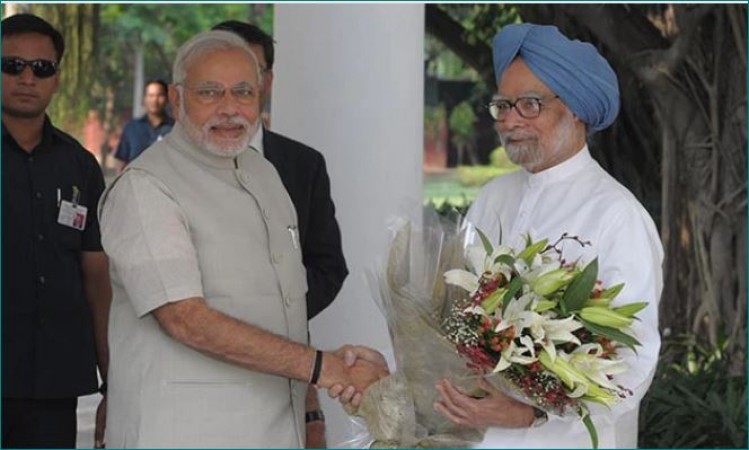 PM Modi greets senior Congress leader Manmohan Singh on his birthday as he arrives in India