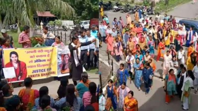 Ankita Bhandari murder case: Anganwadi workers took to streets in Uttarakhand