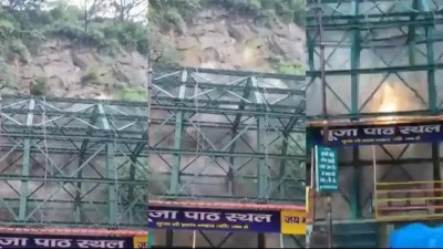 हरिद्वार: मनसा देवी मंदिर के पास कुदरत का कहर, पहाड़ से गिरा मलबा