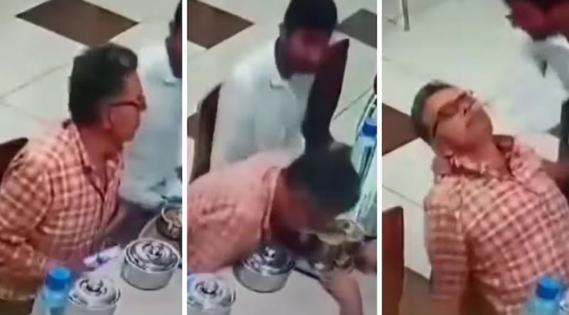 खाने के टेबल पर बैठे-बैठे हो गई शख्स की मौत, कैमरे में कैद हुआ VIDEO