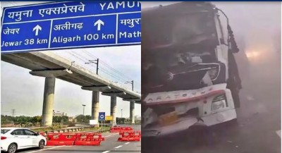 Two buses collide on yamuna expressway more than 40 passengers injured