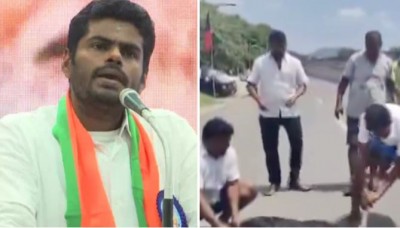 बकरे पर चिपकाई भाजपा प्रमुख अन्नामलाई की तस्वीर और बीच सड़क पर काट दी गर्दन, DMK कार्यकर्ताओं का Video