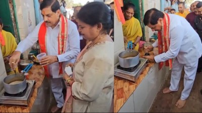 अनोखे अंदाज में दिखे CM मोहन यादव, सड़क किनारे टी स्टॉल पर बनाई चाय