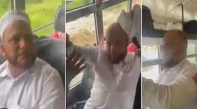 बस में नाबालिग लड़की को छेड़ रहा था मौलवी, महिलाओं ने कर दी पिटाई, मांगने लगा माफ़ी, Video