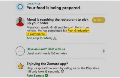 The height of unemployment: Zomato's Postgraduate Degree-Holder Delivery boy delivers  food to an undergraduate teen