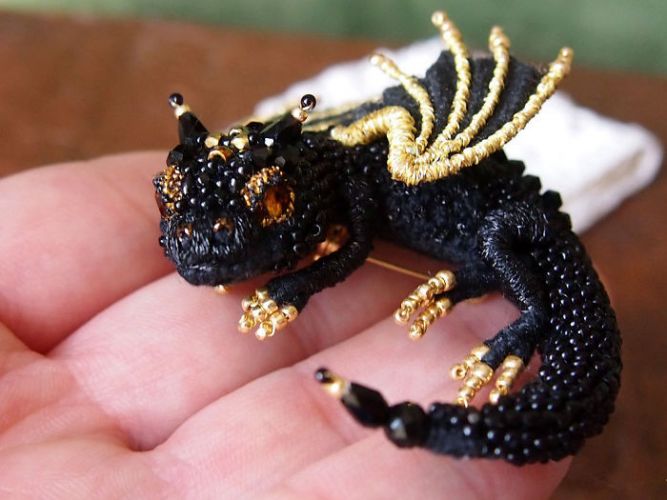 Watch this 'Dragon shaped bead brooch' by Russian artist