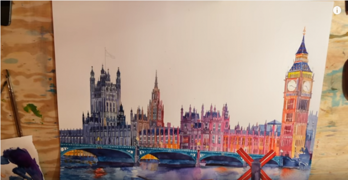 Watch this amazing video of 'speed painting' of sunset in London