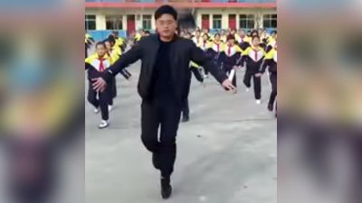 The school principal leading a shamble dance in China's Shanxi gone viral on social media.