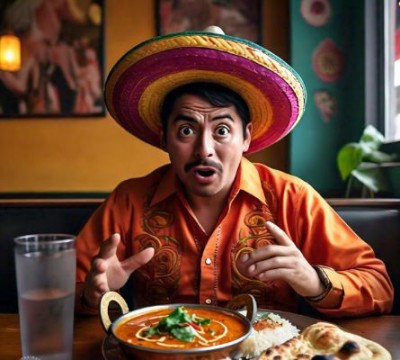 मसालेदार भारतीय भोजन की कोशिश करने के लिए मैक्सिकन आदमी के प्रयास को कर दिया हैरान