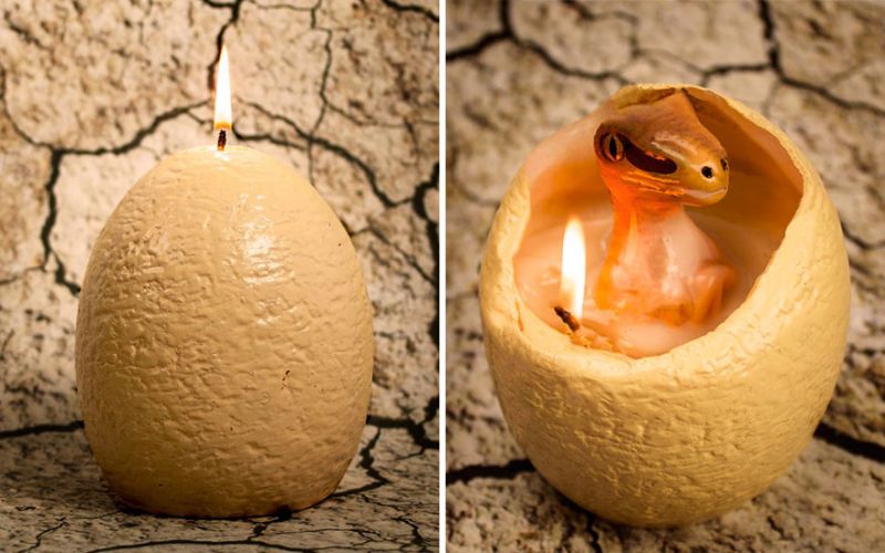 Dinosaur Candle ‘Hatches’ a Baby Velociraptor as it Melts