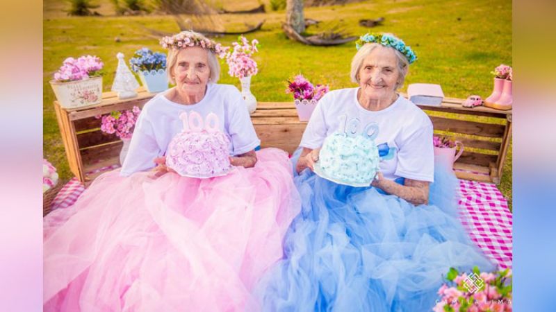 Maria Pignaton Pontin and Paulina Pignaton Pandolfi, Twins Celebrating Their 100th Birthday