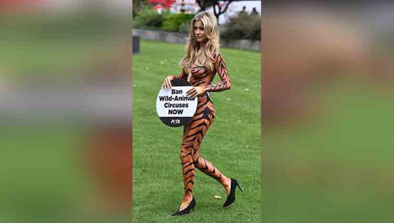 Why this model painted herself in Tiger look?