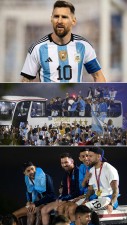 Lionel Messi Nearly Knocked Off Bus At W.C. winning celebration