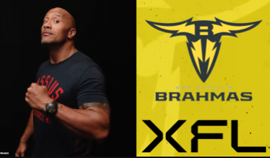 Dwayne Johnson proudly displays his XFL jerseys as he gets ready for the first game