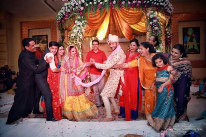 Divek posing with the Dahiya and the Tripathi families in Chandigarh