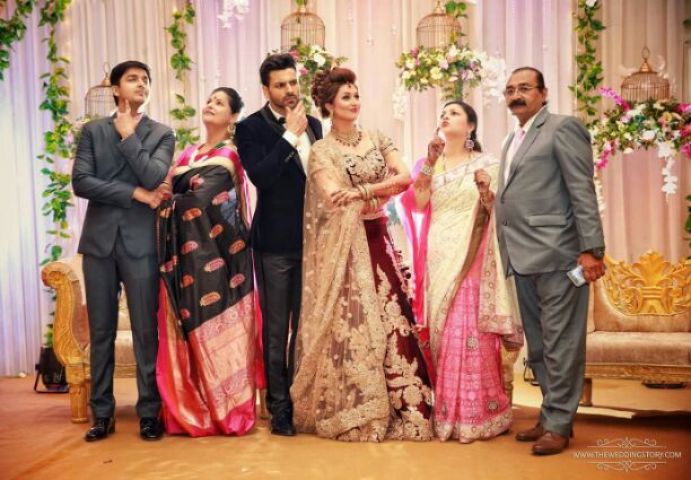 Divek posing with the Dahiya and the Tripathi families in Chandigarh