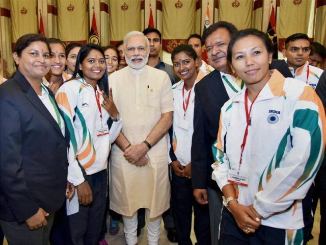 Exclusive: PM Modi captured with Indian contingent for Rio 2016 Olympics in New Delhi