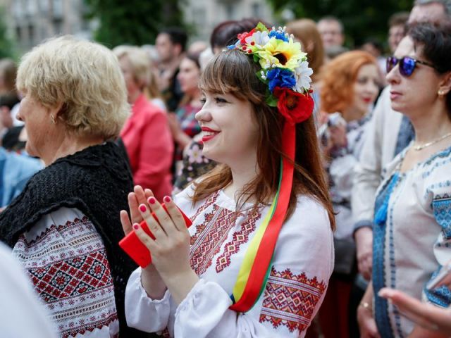 Snaps of 'Embroidered shirt parade' in central Kiev, Ukraine