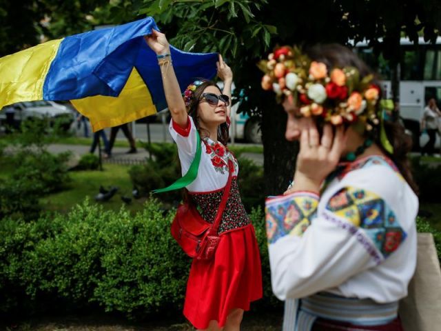 Snaps of 'Embroidered shirt parade' in central Kiev, Ukraine