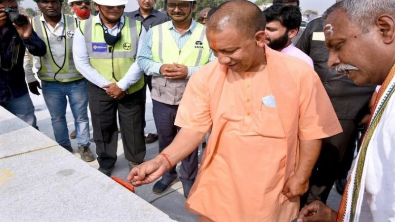 CM Yogi immersed in devotion, wrote on stones of sanctum sanctorum- 'Shri Ram'