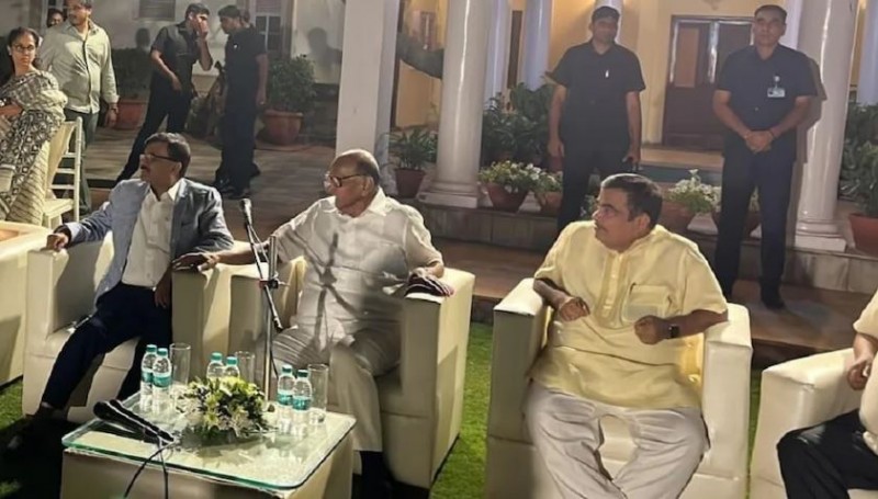 Gadkari-Sanjay Raut arrived at Sharad Pawar's dinner party, Maharashtra's power and opposition leaders were seen together