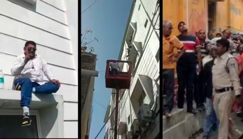Man climbs on to hotel's roof, police take him down with the help of crane