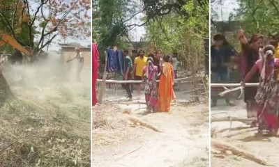 Woman 'SP' leader grabs land by running bulldozer at Dalit's hous