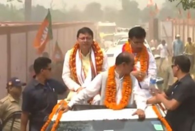CM Dhami wields strength in by-election seat, huge crowd of supporters seen in road show