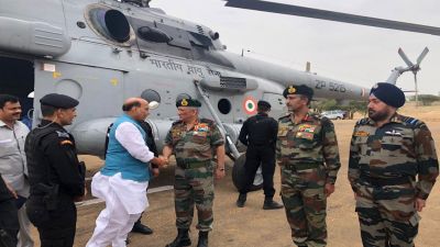 Defence Minister Rajnath Singh arrives in Jaisalmer to pay tribute to former PM Atalji