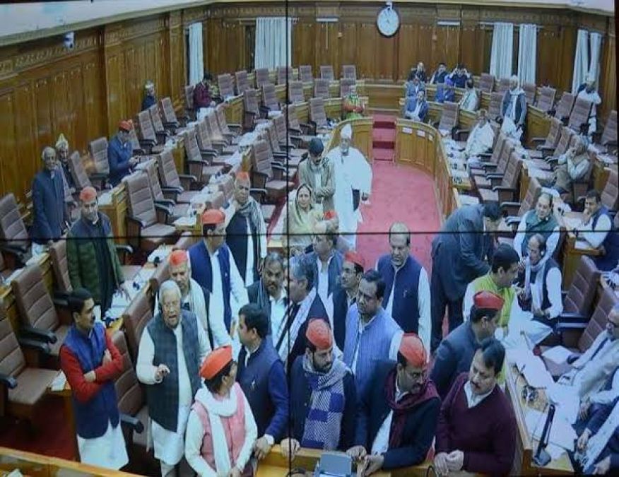 Legislative assembly adjourned  due to opposition party's ruckus, incomplete budget presented in half an hour