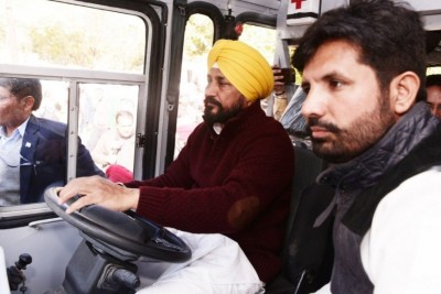 Punjab gets 58 new buses, CM Channi drives bus himself