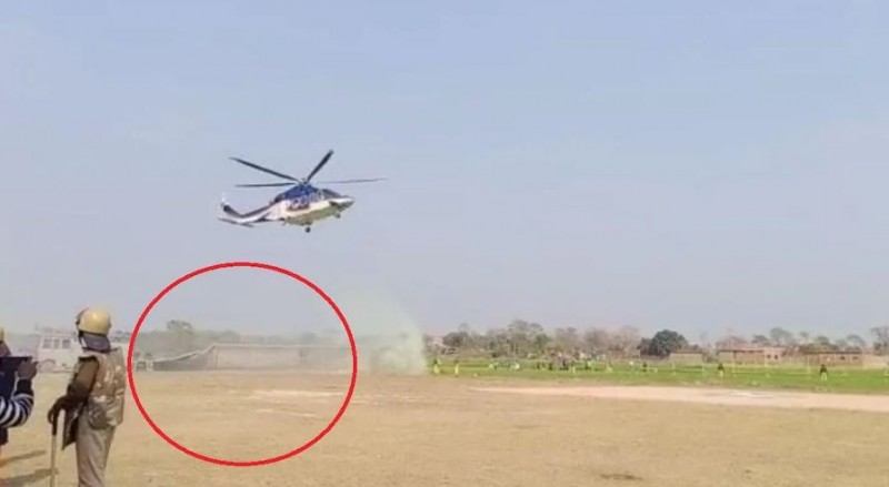Walls of school collapse from the wind of JP Nadda's helicopter! Watch video