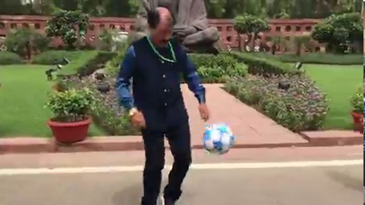 TMC MP  was seen playing football in Parliament complex, made the demand before PM Modi