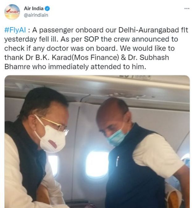 Passenger's health deteriorates in flight, becomes angel BJP minister and MP