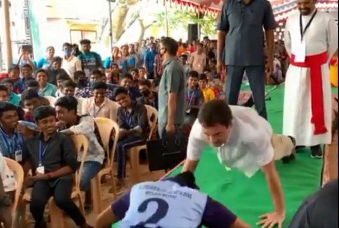 Rahul Gandhi does push-ups, video goes viral